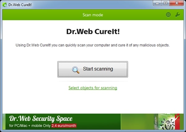 Tải Dr.Web CureIt! tiện ích chống vi-rút {{version}} Drweb CureIt 1 min