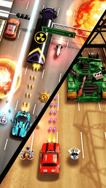 Chaos Road: Combat Racing मॉड एपीके डाउनलोड करें {{version}} (भगवान की विधा) Chaos Road Combat Racing 1 min