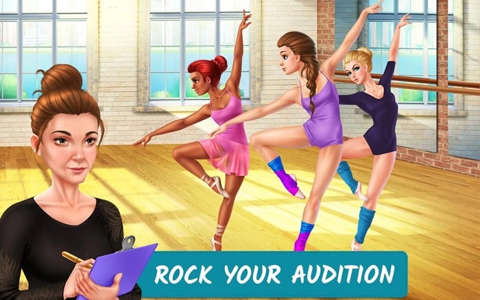 Dance School Stories मॉड एपीके डाउनलोड करें {{version}} (सभी कपड़े अनलॉक करें) Dance School Stories 1 min