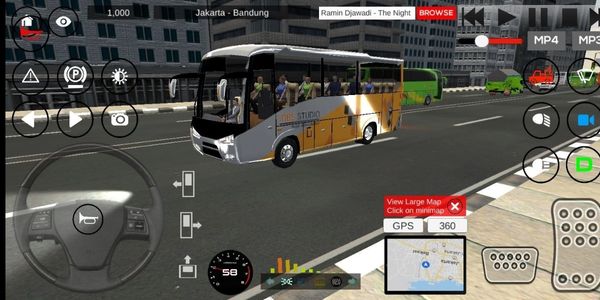Bus driving game in Indonesia