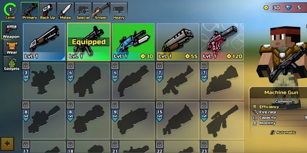 Unlock a variety of weapons