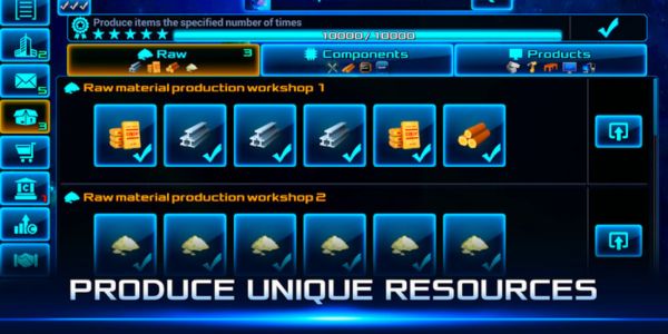 Idle Space Business Tycoon MOD collects production materials